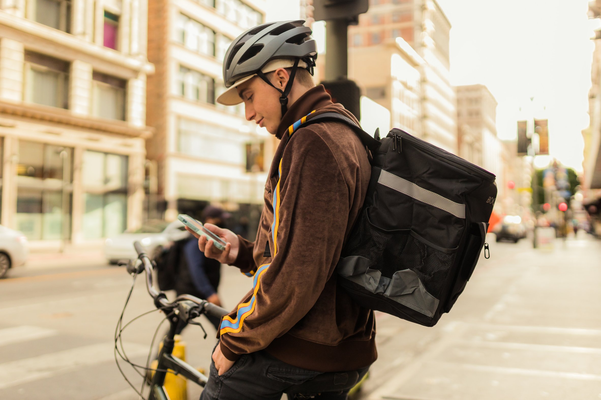 Food Delivery Guy Checking Order on the App